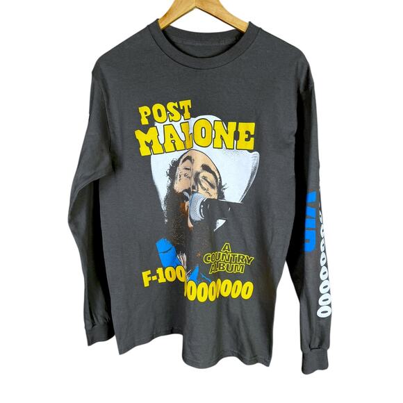 NWOT Post Malone LS Promo Shirt Country Album VIP Concert Tour Rock Rap Promo M - Picture 1 of 6